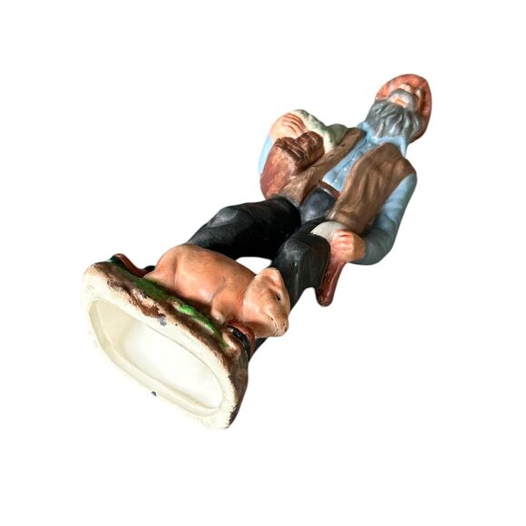 Hand Painted Old Farmer Man and Pig Ceramic Figurine - Picture 7 of 7